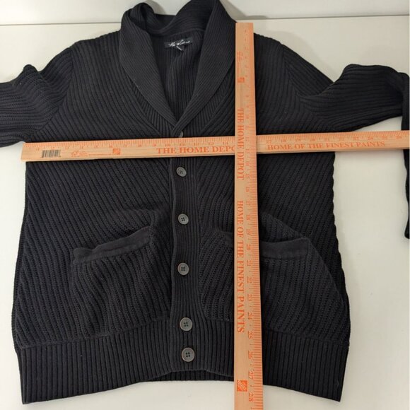 Kenneth Cole Ribbed Cardigan Mens Size Large Black 100% Cotton V Neck Sweater - Picture 9 of 11